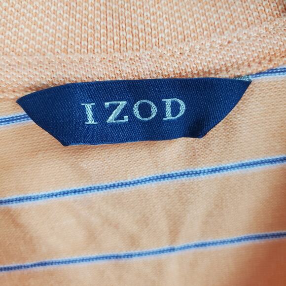 IZOD Men 2XL NWT Orange Blue Stripe Polo Shirt - Picture 3 of 8